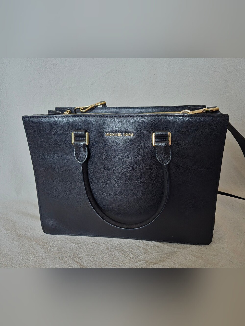 Michael Kors Pebble Black Leather Structured Handbag